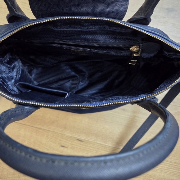 PRADA Navy Blue Nylon And Saffiano Leather Medium Tote - Picture 8 of 15